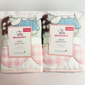 Hello Kitty Cottage 100% Cotton, Hand-Stitched, Quilted Shams, NWT, Retail $93